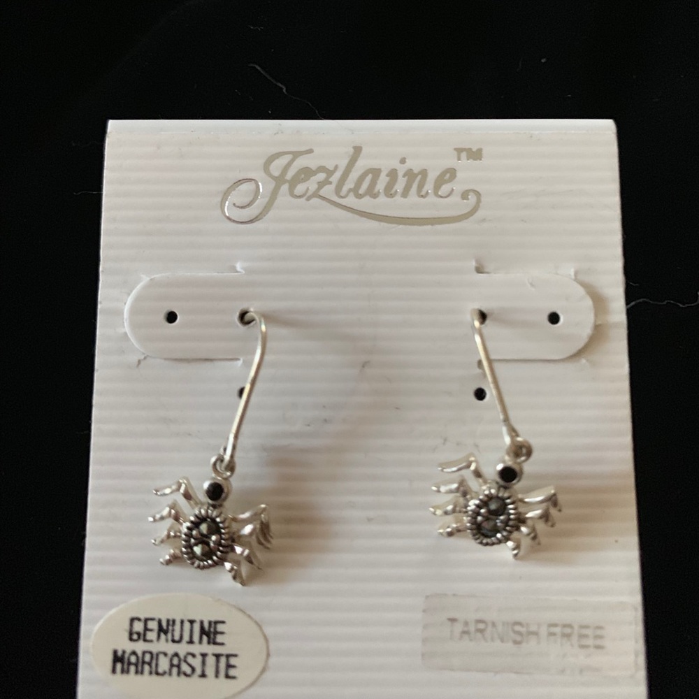 Sterling silver and Marcasite spider earrings